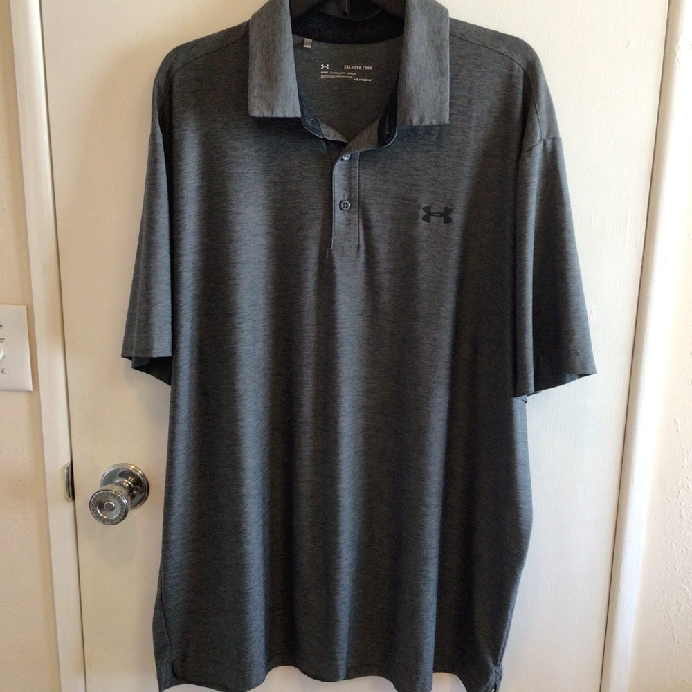 MENS UNDER ARMOUR LOOSE HEATGEAR GOLF POLO SHIRT - SIZE 2XL - GRAY